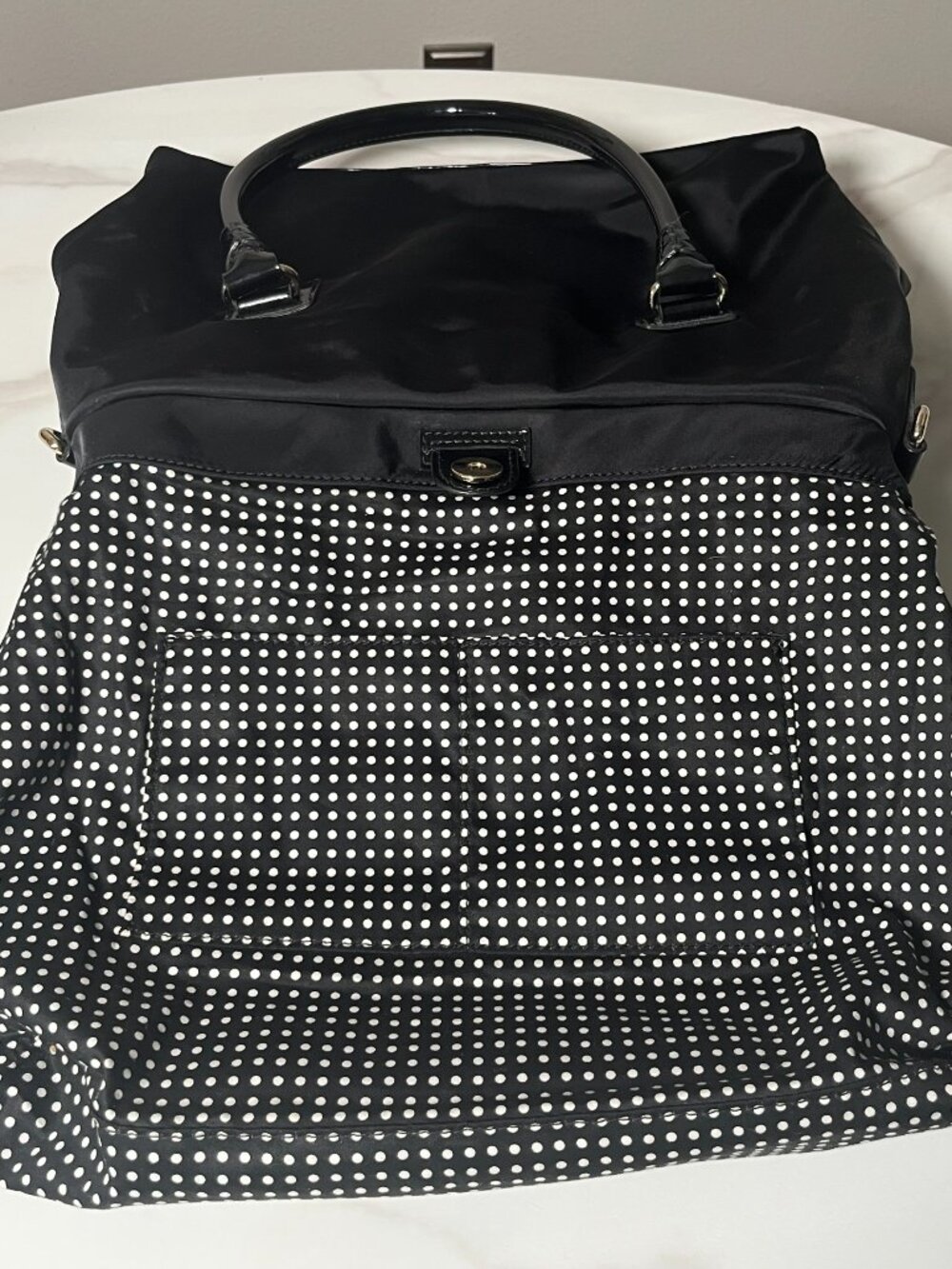 Kate Spade New York Carmen Black Nylon & Patent Leather Satchel - Picture 11 of 14